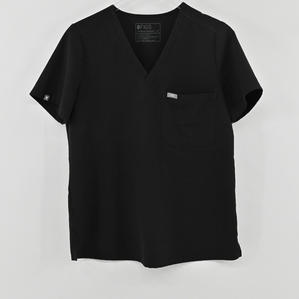 FIGS Casma One-Pocket Scrub Top Womens Size M Black Medical Nurse Uniform FW1000